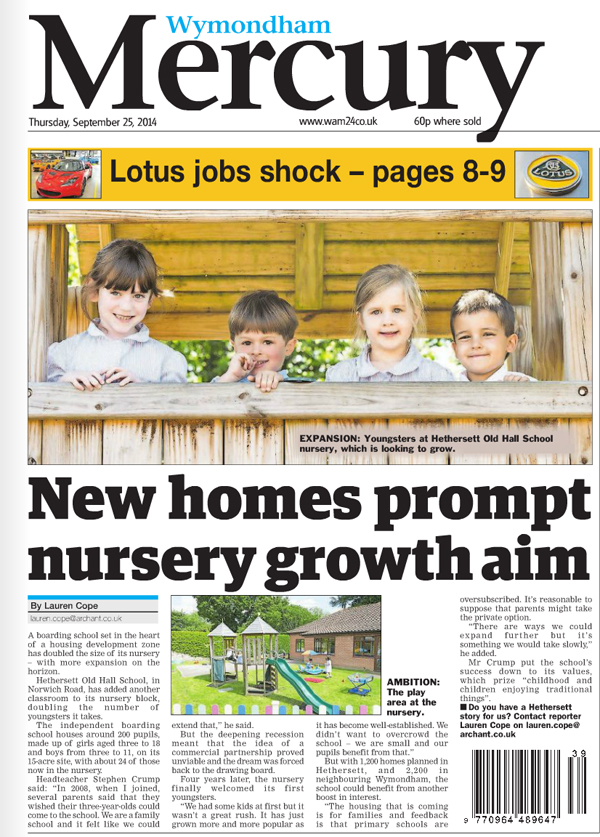 Wymondham Mercury Nursery story